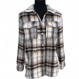 BB Dakota Plaid Button-Down Shirt - Black, White, Tan